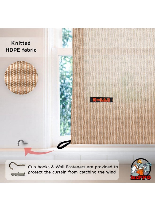 هيبو ستائر HIPPO 230 GSM للشرفة الخارجية الواقية من أشعة الشمس والحماية من أشعة الشمس والأشعة فوق البنفسجية، ستارة باب طويلة 9 أقدام (4.5 قدم × 9 أقدام، لون بيج فارسي، قطعتان) - Image 5