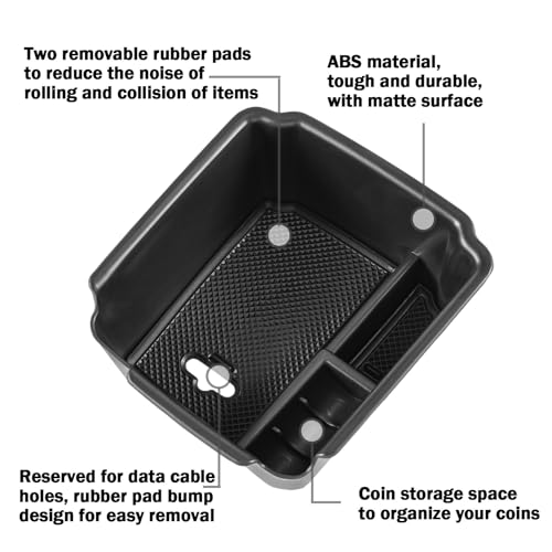 TACOBRO TACORBO Center Console Organizer Compatible with 2022 2023 2024 Taos and 2018 2019 2020 2021 2022 2023 2024 Tiguan Accessories Armrest Secondary Storage Box, Interior ABS Insert Glove Box Tray,Black - Image 2