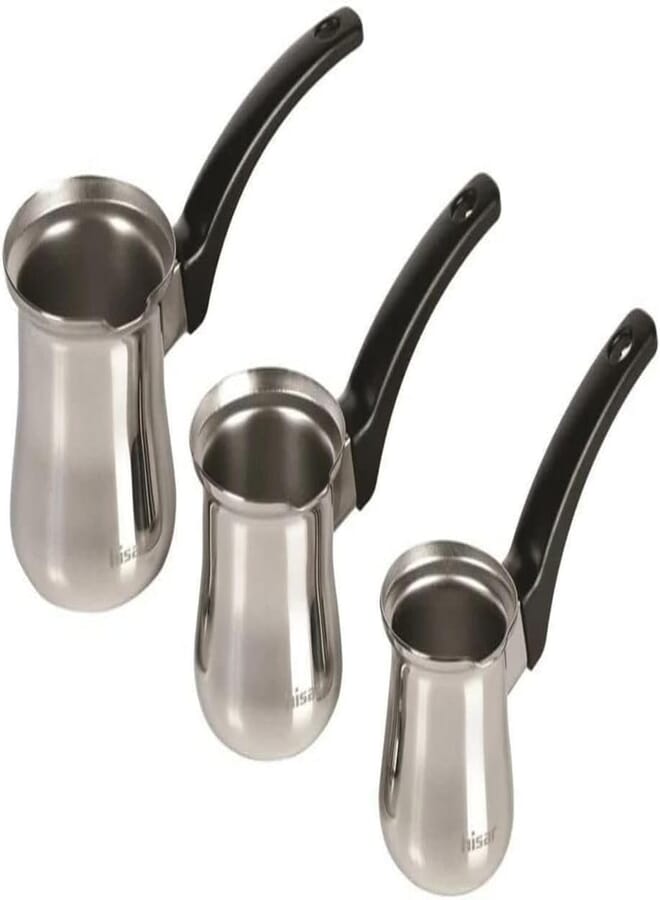 Hisar Atlantis Stainless Steel Coffee Pot Set 3-Pieces, Silver