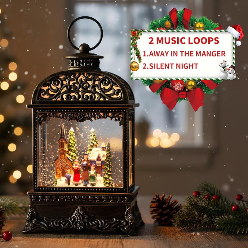 MXwcy Christmas Village Snow Globe, Lighted Church Family Choir Scene, Musical Snow Water Lantern Swirling Glittering Holiday Decoration and Gift for Family Children or Friends - Image 4