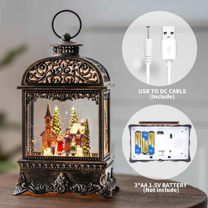 MXwcy Christmas Village Snow Globe, Lighted Church Family Choir Scene, Musical Snow Water Lantern Swirling Glittering Holiday Decoration and Gift for Family Children or Friends - Image 3