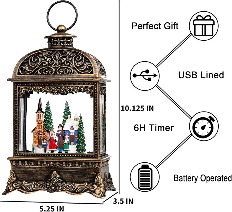 MXwcy Christmas Village Snow Globe, Lighted Church Family Choir Scene, Musical Snow Water Lantern Swirling Glittering Holiday Decoration and Gift for Family Children or Friends - Image 2