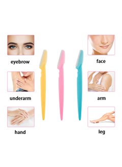 BONITO 18-Piece Eyebrow Razor Set, Facial Epilator, Eyebrow Trimmer, For Facial And Body Hair Yellow Pink Blue  - Image 3