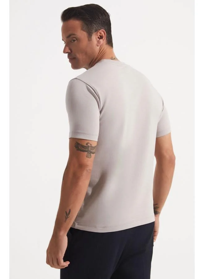 JUNE Men Printed T-Shirt Light Grey