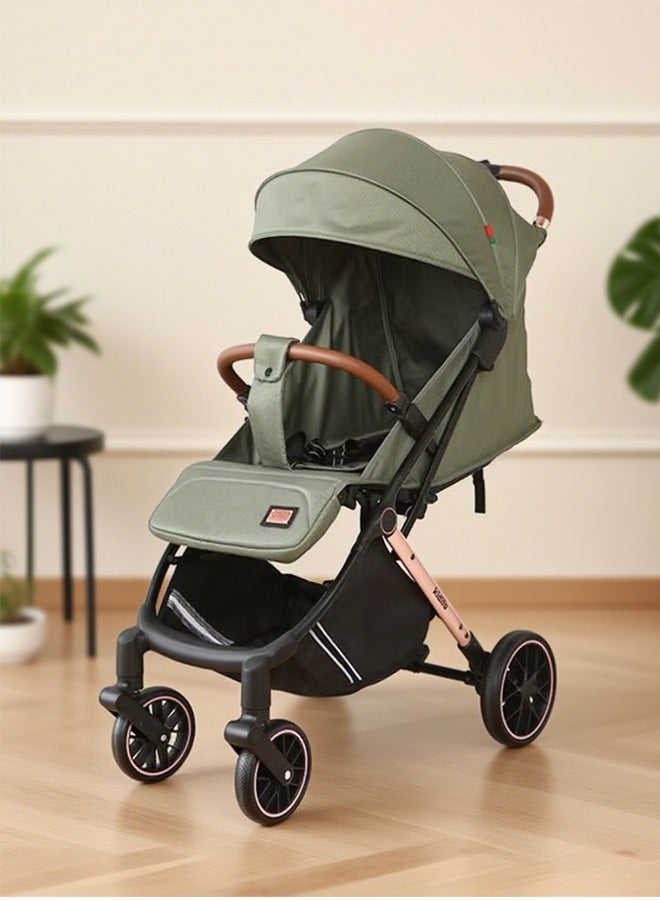 كيديليو عربة أطفال خفيفة الوزن للسفر مع ركوب أكثر سلاسة وطي مدمج وسلة تخزين كبيرة جدًا باللون الأخضر - Image 1