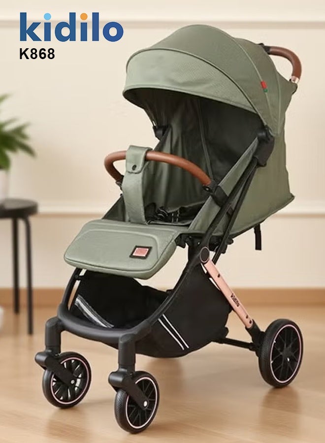 كيديليو عربة أطفال خفيفة الوزن للسفر مع ركوب أكثر سلاسة وطي مدمج وسلة تخزين كبيرة جدًا باللون الأخضر - Image 1