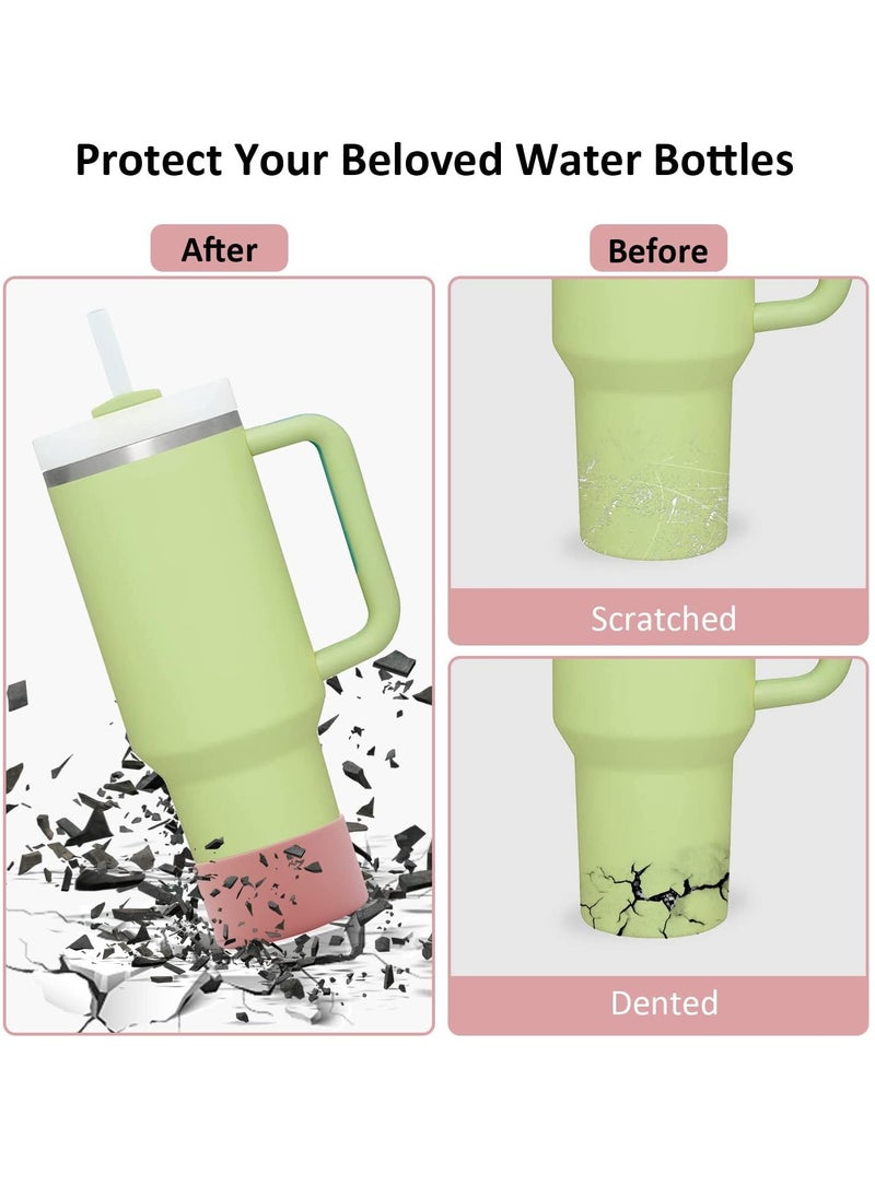 Gonice - Protective Silicone Boot For Stanley Quencher Tumbler 30 oz 40 oz & IceFlow 20oz 30oz & Hydro Flask Water Bottle 12-24oz - Cup Bottom Sleeve - Stanley Cup Accessories (Black) - Image 1