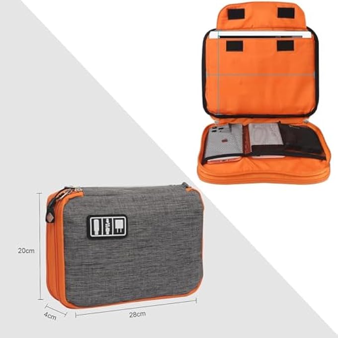 rayihni ELECTRONIC ORGANIZER, DOUBLE LAYER PORTABLE ELECTRONICS ORGANIZER BAG WITH ZIPPER COMPARTMENTS, TRAVEL CABLE MANAGEMENT POUCH FOR PHONE CHARGERS AND EARPHONES - Image 2