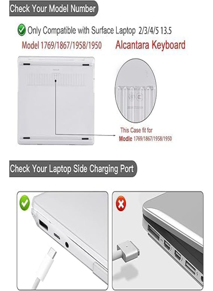 عام حافظة كمبيوتر محمول متوافق مع 13.5 بوصة مايكروسوفت سطح محمول 5 4 3 2 نموذج 1769 1867 1958 1950 السلس لامعة البلاستيك قشرة صلبة ماتي شفافة - Image 4