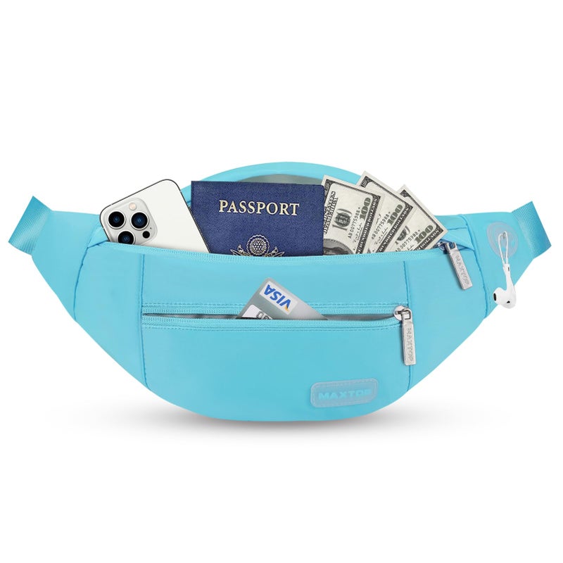 MAXTOP Large Crossbody Fanny Pack with 4-Zipper Pockets,Gifts for Enjoy Sports Festival Workout Traveling Running Casual Hands-Free Wallets Waist Pack Phone Bag Fits All Phones - Image 1