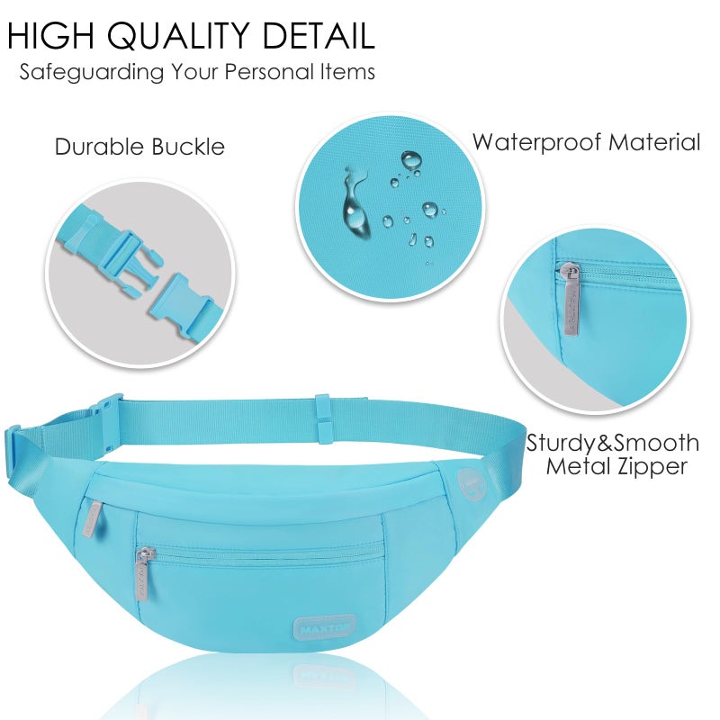 MAXTOP Large Crossbody Fanny Pack with 4-Zipper Pockets,Gifts for Enjoy Sports Festival Workout Traveling Running Casual Hands-Free Wallets Waist Pack Phone Bag Fits All Phones - Image 4