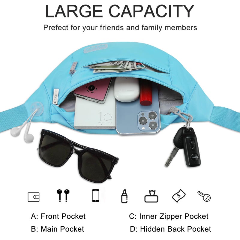 MAXTOP Large Crossbody Fanny Pack with 4-Zipper Pockets,Gifts for Enjoy Sports Festival Workout Traveling Running Casual Hands-Free Wallets Waist Pack Phone Bag Fits All Phones - Image 3