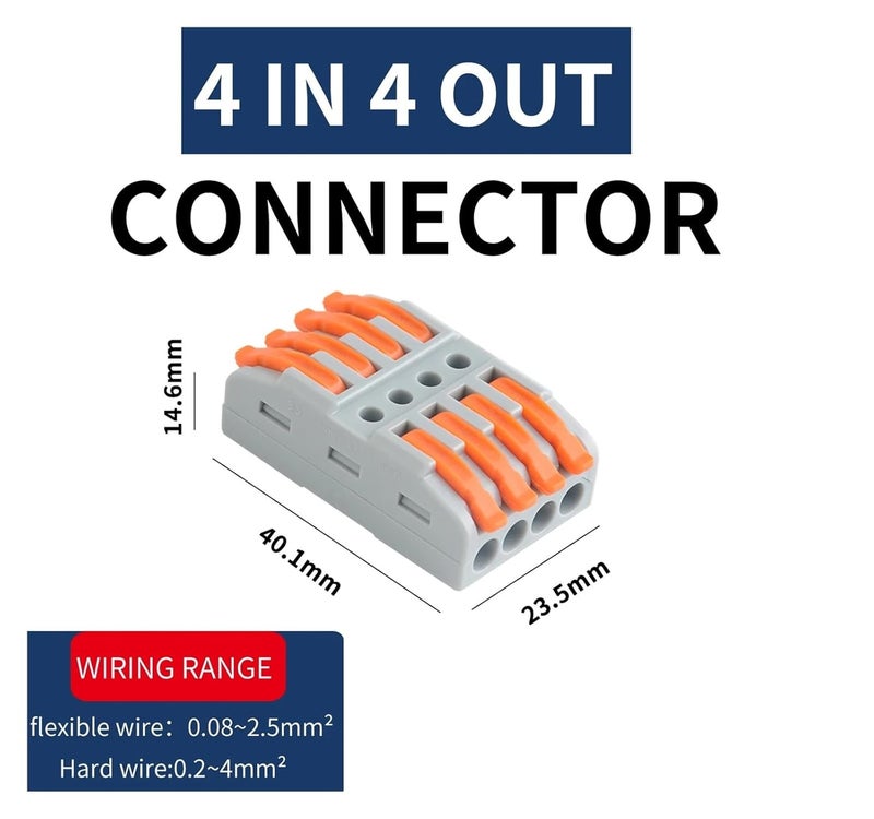 CMK 424 4 In 4 Out Quick Splice Wire Connector Terminal Block 10 Pcs - Image 2