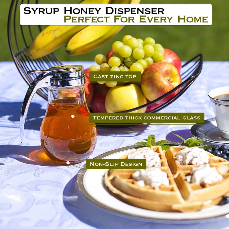 EHOMEA2Z Commercial-Grade Tempered Glass Honey Dispenser, 14 Ounce Honey Jar with Metal Top, Kitchen Essential Honey Jars, Convenient Honey Container, Leak-Proof Glass Honey Dispenser (2, 14 Oz) - Image 5
