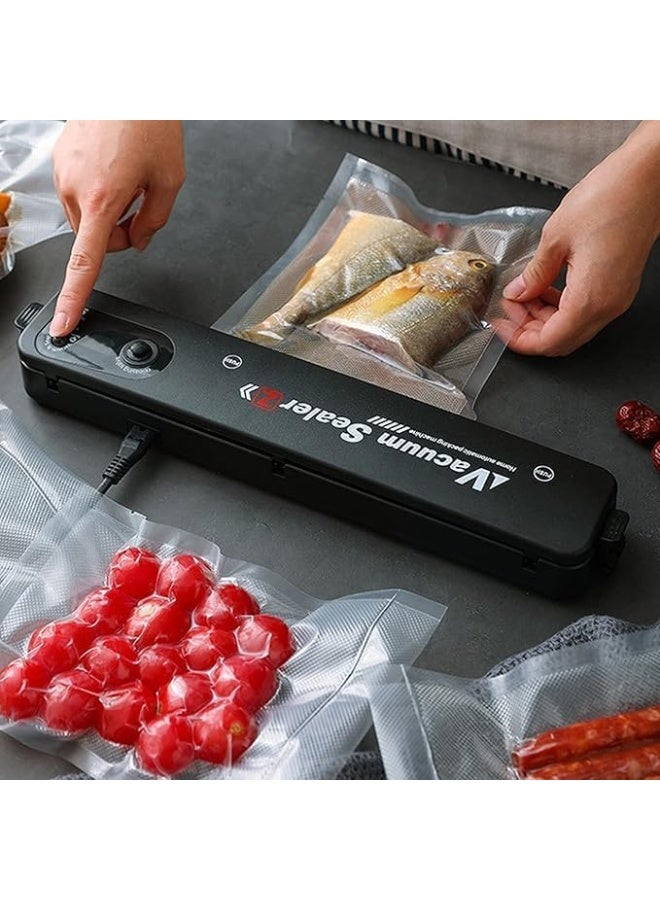 Food Sealer Machine with 10 Storage Bags, Electric Food Preservation System, Black - Image 1