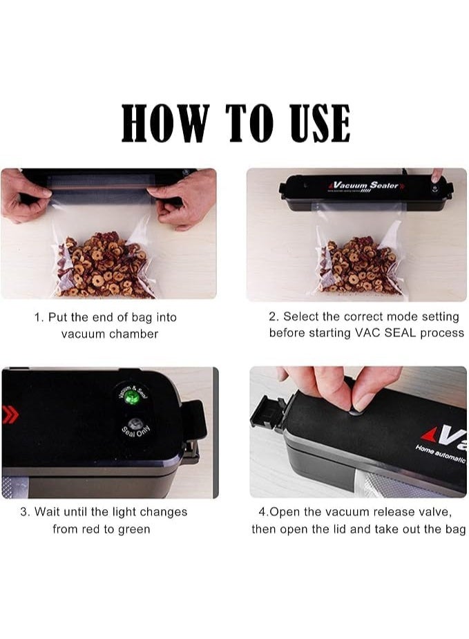 Food Sealer Machine with 10 Storage Bags, Electric Food Preservation System, Black - Image 3