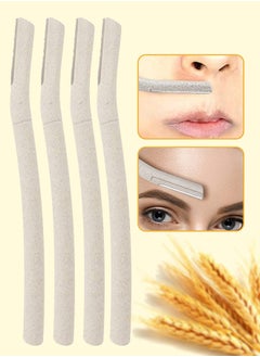 4 Pcs Eyebrow Razor Set Face Razor Eyebrow Shaper Recycled Wheat Straw Material Face Facial Razors Biodegradable Eyebrow Razor Eco Friendly Facial Hair Remover Stainless Steel Brow Razor