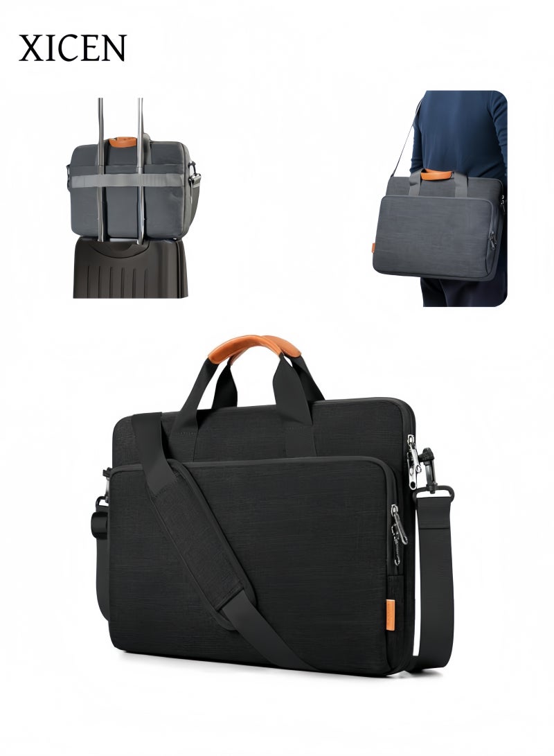 XICEN 15.6 inch Large Capacity Laptop Hand Bag, Portable Briefcase, Business Handbag Protective Laptop Sleeve,Laptop Bags,Protective Laptop Sleeve for MacBook Air 15 inch M2 A2941 2023/Pro 16 inch M4 M3 M2 M1 2024-2019, 15-15.6 inch Notebook(Black)  - Image 1