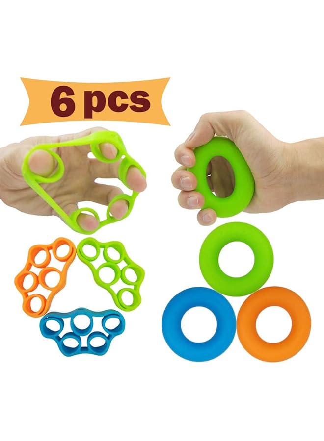 SEBA [6 pcs] Hand Grip Strengthener Finger Exerciser Grip Strength Trainer，New Material，Forearm Grip Workout Finger Stretcher Relieve Wrist Pain Carpal Tunnel Trigger Finger Mallet Finger - Image 1