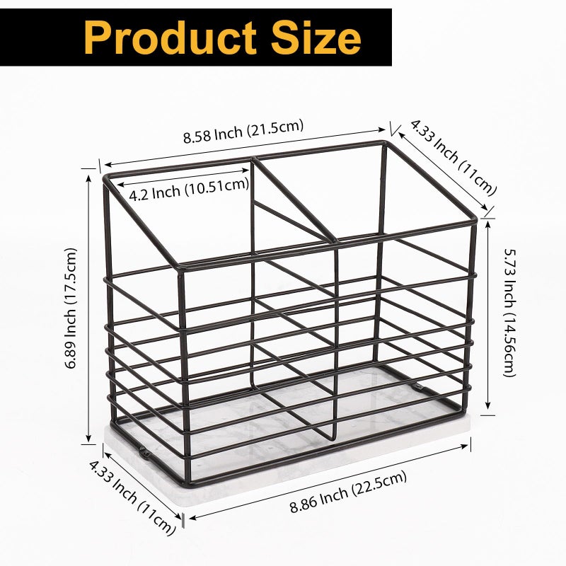 Jeasor Jeasor Utensil Holder for Kitchen Counter, Metal Utensil Holder Rack for Kitchen Countertop, Cooking Tools Storage for Spatula, Utensil Organizer with Sturdy Base, and Drainage Hole (Black Marble)  - Image 3