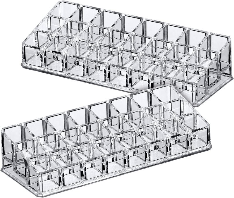 Cheet enterprise Lipstick holder - 24 grid lipstick organizer Cosmetic Organizer Makeup Lipstick Storage Organizer Display Cases Holder Box, and Jewelry Storage Transparent (2-Pack) - Image 4