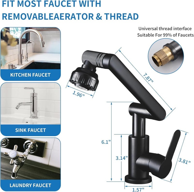 LOOKMINT Kitchen Tap for Sink Stainless Steel Single Lever Tap for Bathroom Sink Black Adjustable Hot and Cold Mixer Tap Foldable and Flexible and Rotatable Bathroom Sink Mixer Tap - Image 3