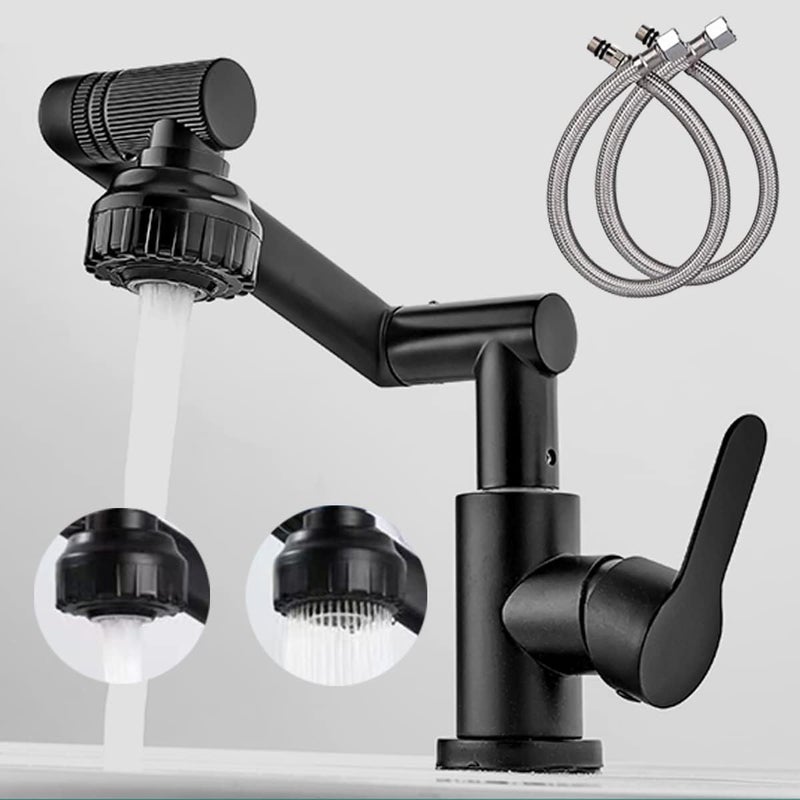LOOKMINT Kitchen Tap for Sink Stainless Steel Single Lever Tap for Bathroom Sink Black Adjustable Hot and Cold Mixer Tap Foldable and Flexible and Rotatable Bathroom Sink Mixer Tap - Image 1