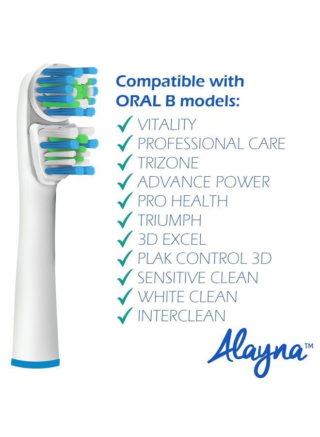 Alayna Replacement Brush Heads Compatible with OralB Braun- Best Double Clean, Pack of 4 Electric Toothbrush Replacement Heads- for Oral B Pro, 1000, 8000, 9000, Adults, Kids, Vitality, Dual Plus! - Image 5