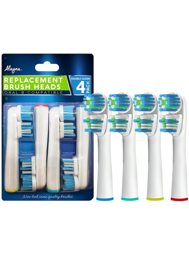 Alayna Replacement Brush Heads Compatible with OralB Braun- Best Double Clean, Pack of 4 Electric Toothbrush Replacement Heads- for Oral B Pro, 1000, 8000, 9000, Adults, Kids, Vitality, Dual Plus! - Image 4