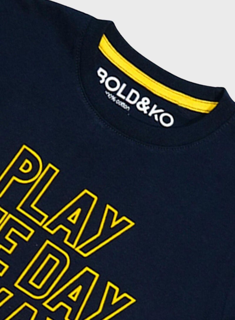 BOLD&KO Kids Text Print T-Shirt - Image 3