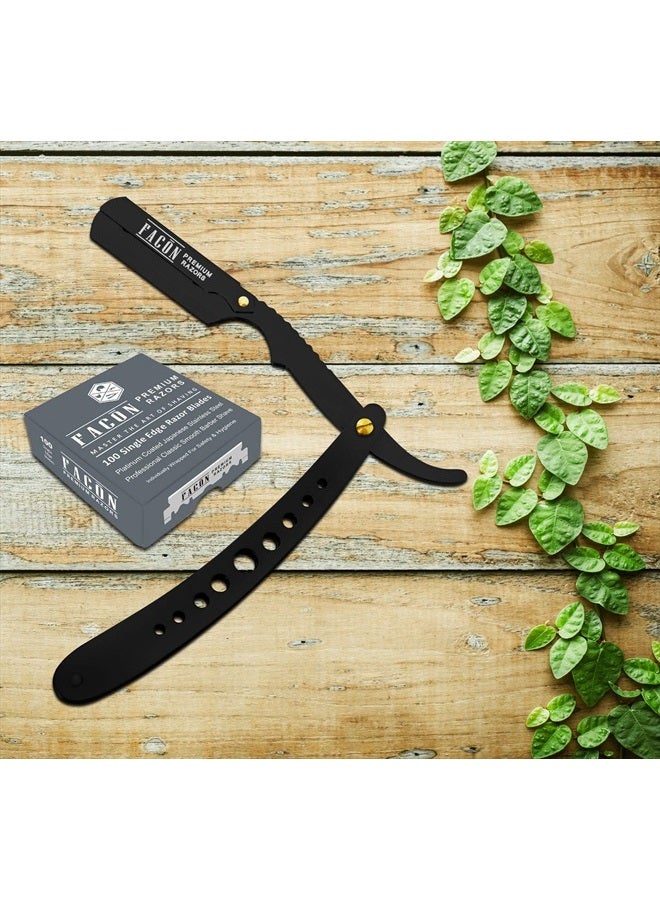 FACON 100 BLADES + Facón Professional Classic Straight Edge Barber Razor - Salon Quality Cut Throat Shavette - Image 5