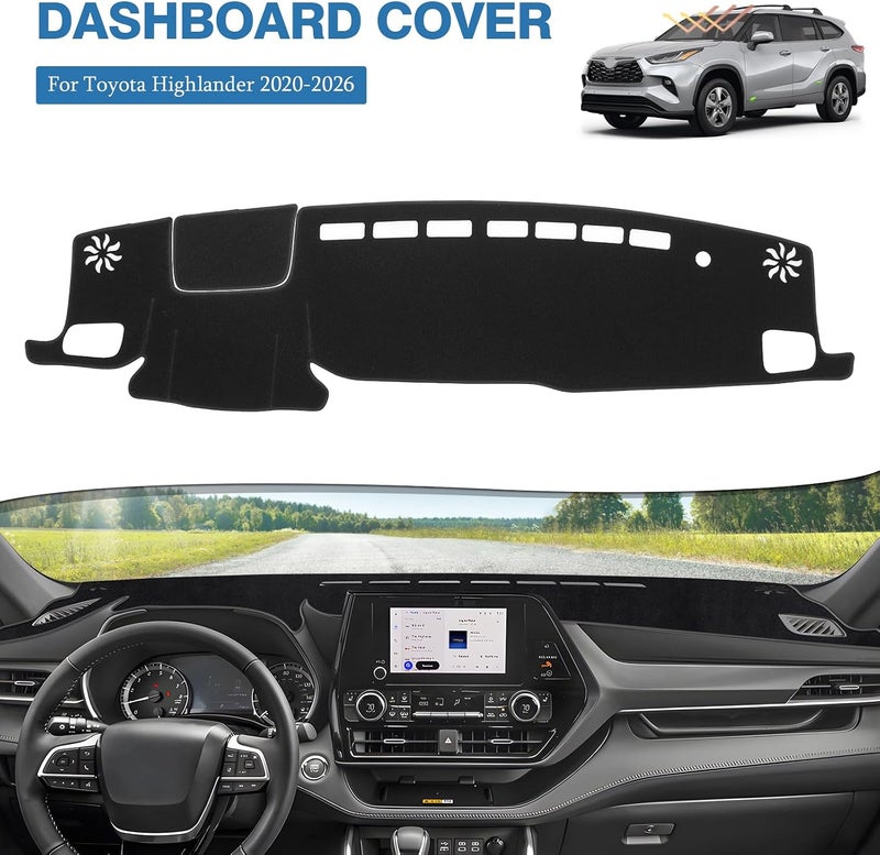 FIILINES All storage type compatible Dash Cover Fit for Toyota Highlander 2020 2021 2022 2023 (Fit with or Without Display) Dashboard Mat Cover Sunshade Nonslip Mesh Protector No Glare Diverse purchase plan - Image 2