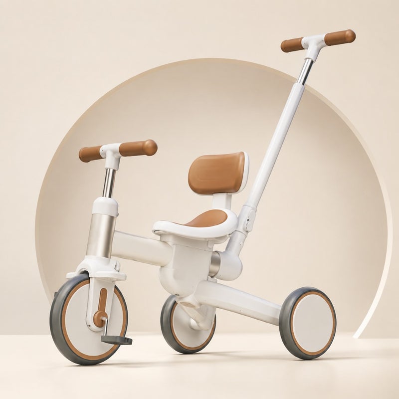 trike for ages 18M-5Y: aluminum frame, black-gray color, 4-in-1 convertible design with balance bike, tricycle, bike and stroller modes, lightweight 4.95kg, EVA wheels, supports up to 25kg - Image 1