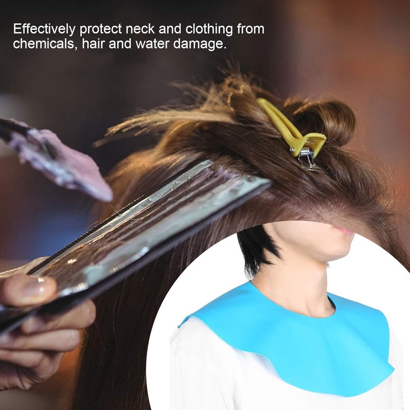 woobles Hair Salon Stylist Cutting Collar, Collar, Waterproof Silicone Salon Hair Dye Pad Soft Hair Shawl Neck Guard for Hairdressing Hair Cutting Hair Dye Perm and Shampoo(blue) - Image 3