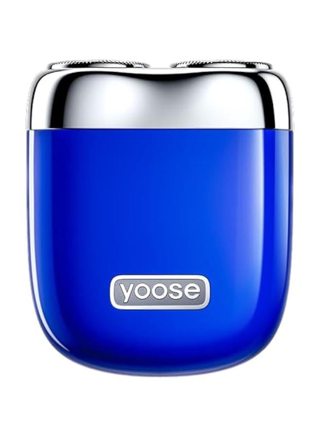 يوز yoose Mini Electric Shaver, Alloy Portable Travel Shavers, Cordless Shaving, USB-C Rechargeable Electric Razor for Men, Dry Shave, IPX7 Waterproof, Detachable Head, Easy Cleaning, Blue - Image 1