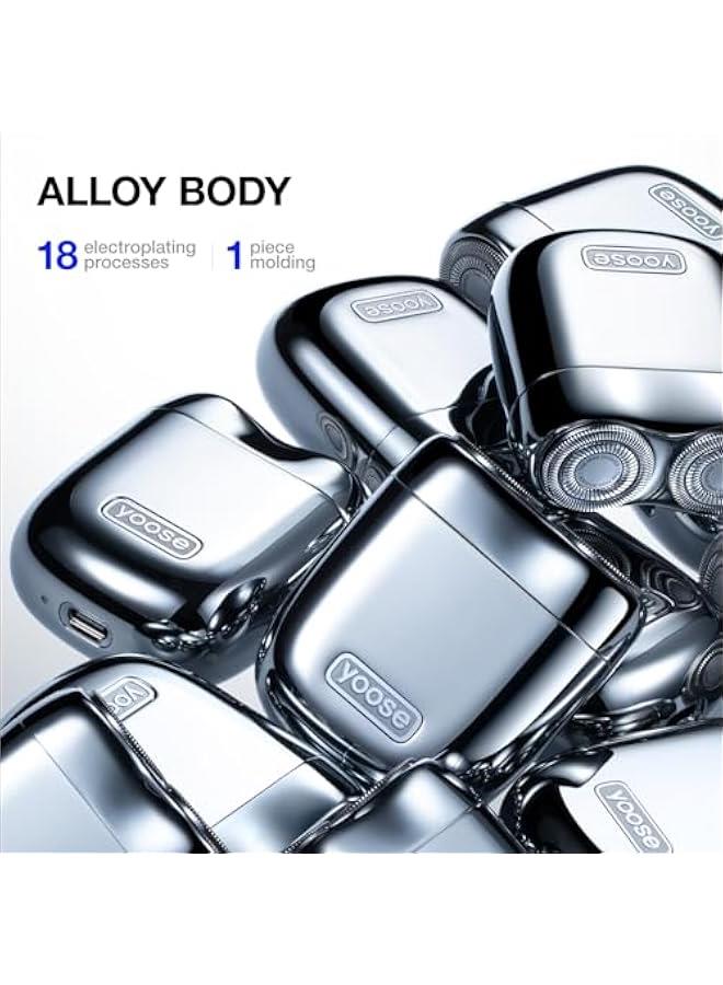 يوز yoose Mini Electric Shaver, Alloy Portable Travel Shavers, Cordless Shaving, USB-C Rechargeable Electric Razor for Men, Dry Shave, IPX7 Waterproof, Detachable Head, Easy Cleaning, Blue - Image 4