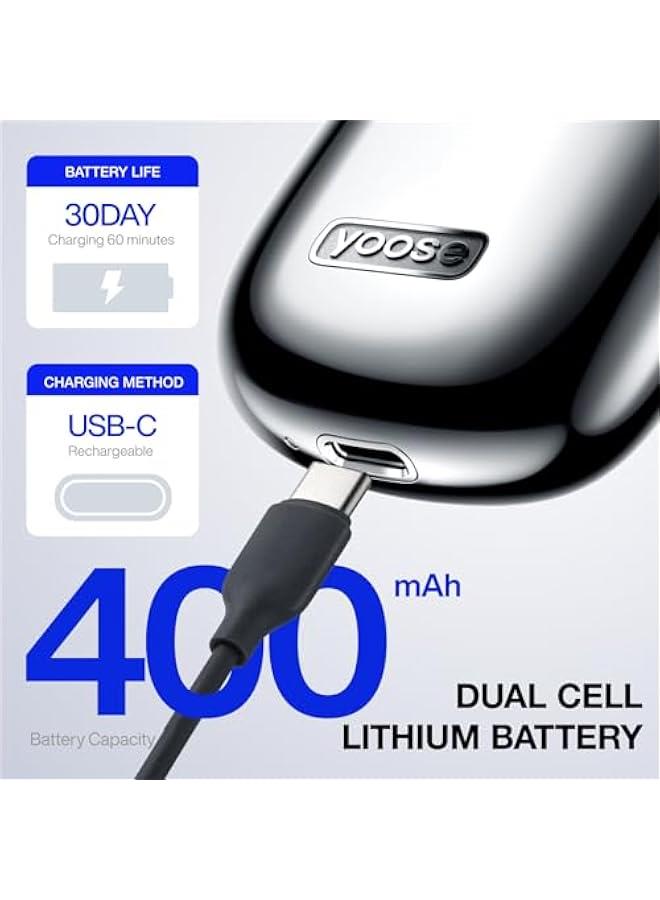 يوز yoose Mini Electric Shaver, Alloy Portable Travel Shavers, Cordless Shaving, USB-C Rechargeable Electric Razor for Men, Dry Shave, IPX7 Waterproof, Detachable Head, Easy Cleaning, Blue - Image 5