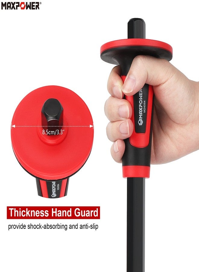 MAXPOWER 3-Piece Masonry Chisels Set, 11" Point Chisel and Flat Chisels, 8" Brick Chisel, with Thick Hand Guard - Image 2