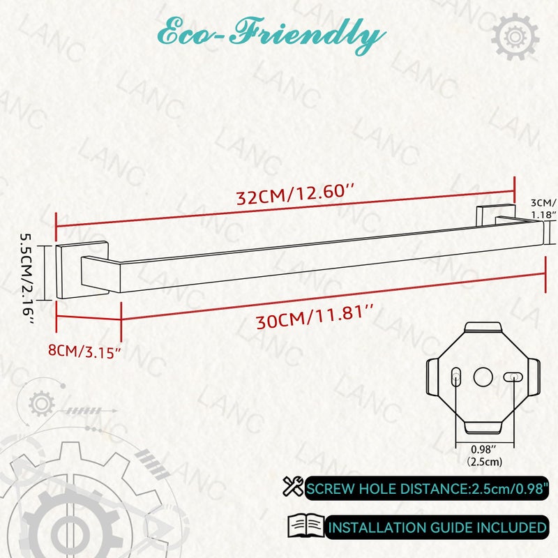 LANC 12-Inche Towel Bars for Bathroom Wall Mounted Chrome Polished Total-14  Stainless Steel Towel Hanger Silver Hand Towel Holder for Cabinet Kitchen Towel Racks Towel Rods  A8804CP-3P1 - Image 2