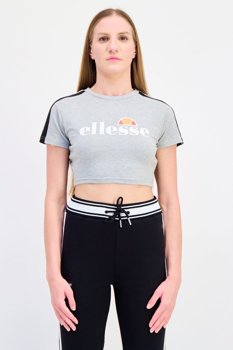 Ellesse تي شيرت قصير الأكمام للتدريب للنساء، رمادي - Image 1