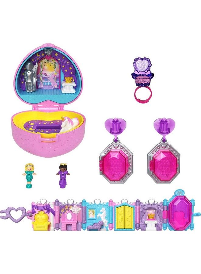 Polly Pocket مجموعة مجوهرات مدمجة مع دميتين من مجموعة مجوهرات الكرة الملكية، لعبة قابلة للتجميع مع موضوع قلعة يونيكورن - Image 2