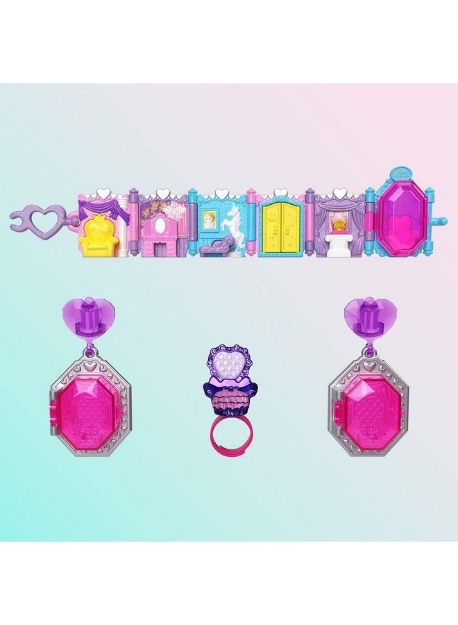 Polly Pocket مجموعة مجوهرات مدمجة مع دميتين من مجموعة مجوهرات الكرة الملكية، لعبة قابلة للتجميع مع موضوع قلعة يونيكورن - Image 4