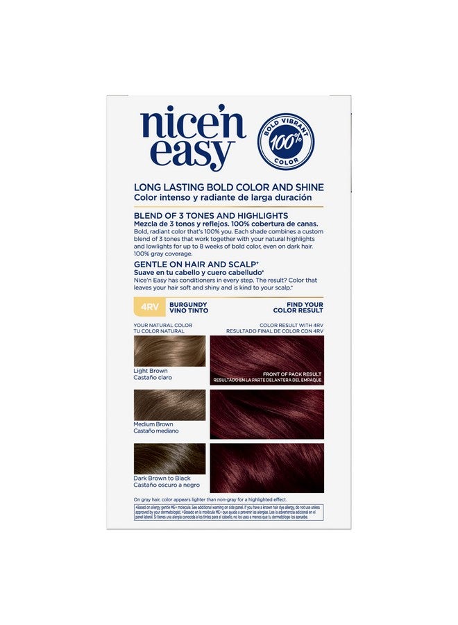 CLAIROL Nice'N Easy Permanent Hair Dye 4Rv Burgundy Hair Color Pack Of 1 - Image 2