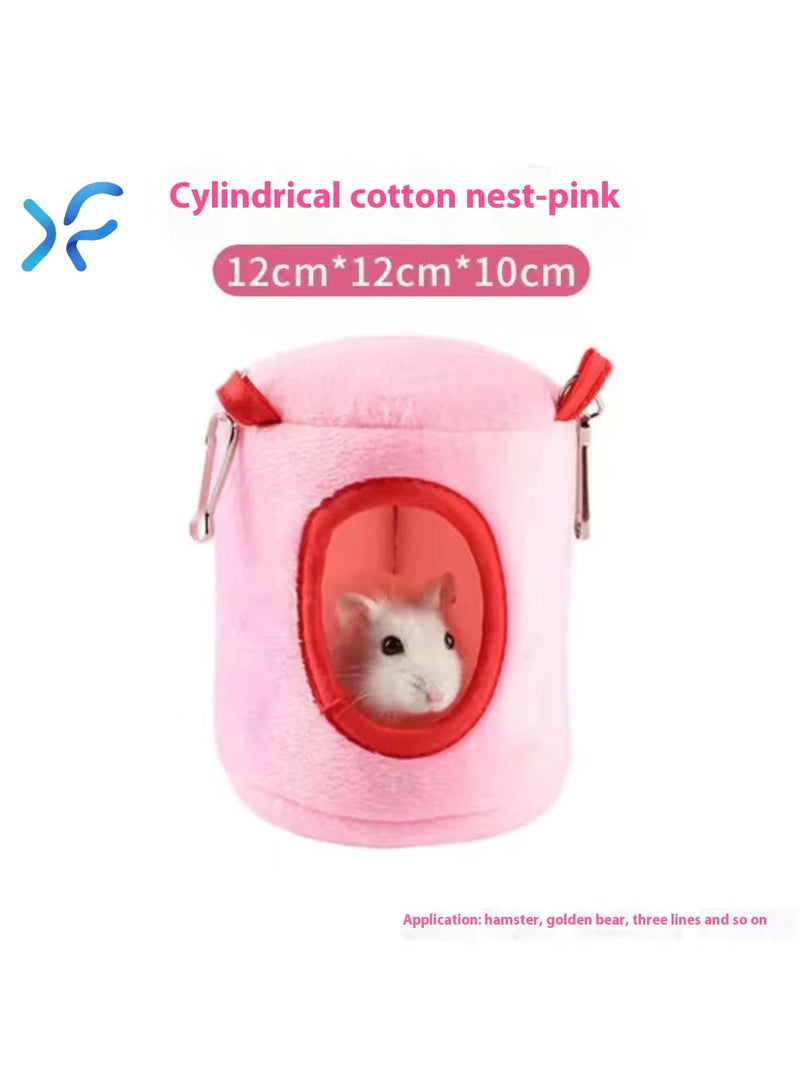 إكس إف إكسينغفو عش قطني للحيوانات الصغيرة، بيت هامستر أسطواني (12x12x10 سم) - حقيبة نوم دافئة من الفرو للهامستر القزم والسوري والفئران، إكسسوارات قفص مريحة - Image 1