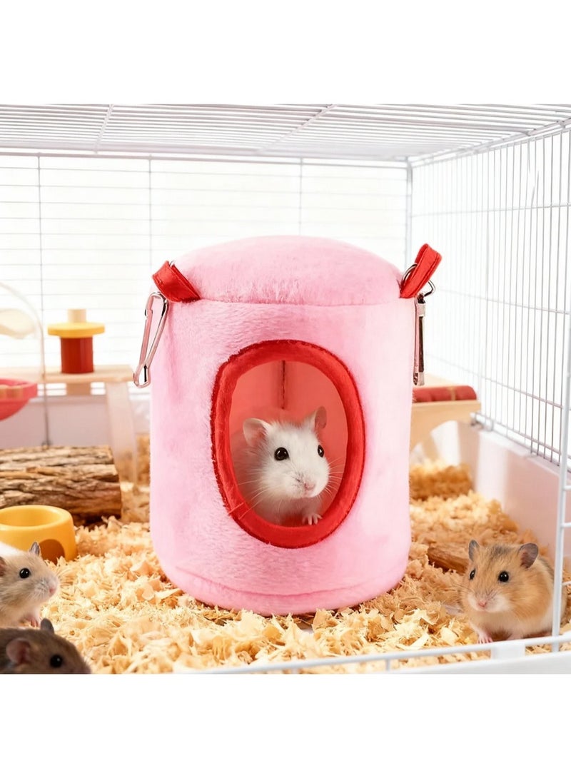  إكس إف إكسينغفو عش قطني للحيوانات الصغيرة، بيت هامستر أسطواني (12x12x10 سم) - حقيبة نوم دافئة من الفرو للهامستر القزم والسوري والفئران، إكسسوارات قفص مريحة - Image 3