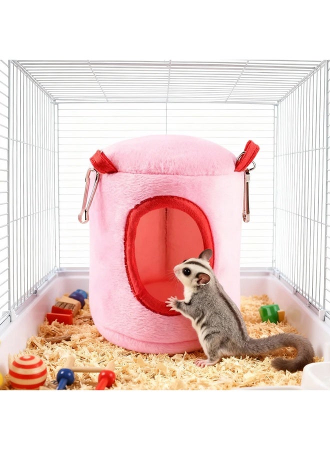  إكس إف إكسينغفو عش قطني للحيوانات الصغيرة، بيت هامستر أسطواني (12x12x10 سم) - حقيبة نوم دافئة من الفرو للهامستر القزم والسوري والفئران، إكسسوارات قفص مريحة - Image 2
