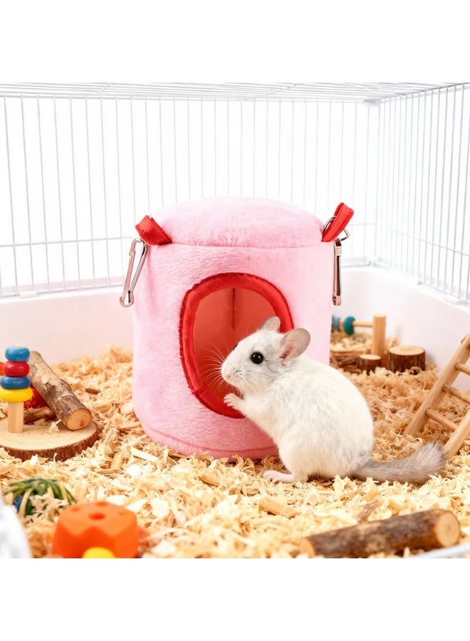  إكس إف إكسينغفو عش قطني للحيوانات الصغيرة، بيت هامستر أسطواني (12x12x10 سم) - حقيبة نوم دافئة من الفرو للهامستر القزم والسوري والفئران، إكسسوارات قفص مريحة - Image 4