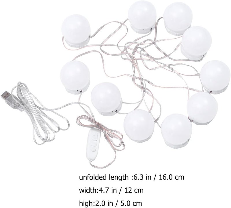 مجموعة إضاءة مرآة التجميل VICASKY LED، 10 مصابيح LED، تعمل بالطاقة عبر USB، سطوع قابل للتعديل، 3 إعدادات للون، سلسلة مرآة تجميل لطاولة الزينة. - Image 2
