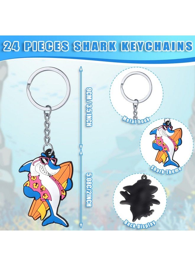 Mtlee Shark Keychains For Backpacks 8 Style Shark Key Ring Cute Shark Under The Sea Party Favors For Kids Sea Birthday Party Supplies Classroom Rewards Carnival Prizes Set Gifts For Kids Boys Girls (24 Pcs) - Image 3
