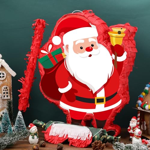 Harrycle Christmas Santa Claus 16 Inch Mexican Piata With Stick Blindfold and Confetti Pack Xmas Birthday Holiday Party Piata Game Favor - Image 5